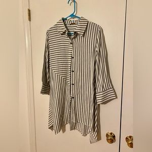 Soft Surroundings Striped Tunic Top Asymmetrical Hem Women Extra Small XS
